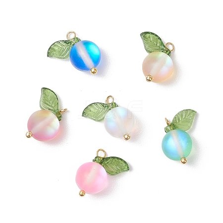 Dyed Frosted Synthetic Moonstone Round Charms PALLOY-TA00253-1