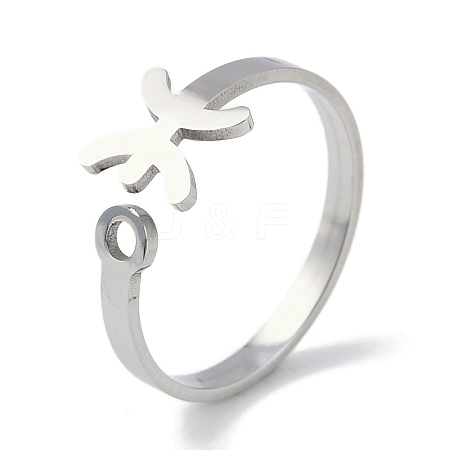 Non-Tarnish Constellations 304 Stainless Steel Open Cuff Ring for Women RJEW-L122-001P-10-1