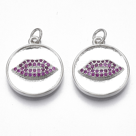 Brass Micro Pave Cubic Zirconia Pendants KK-S356-019P-NF-1