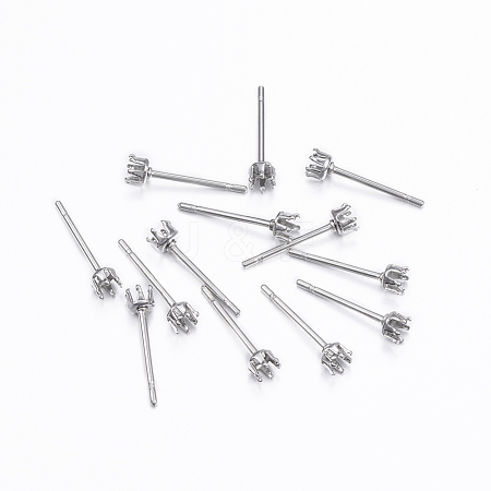 Tarnish Resistant 304 Stainless Steel Stud Earring Settings X-STAS-H376-96-1