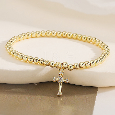 Brass Micro Pave Clear Cubic Zirconia Charm Bracelets WG86A15-06-1