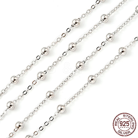 Anti-Tarnish Rhodium Plated 925 Sterling Silver Satellite Chains STER-F052-16P-1