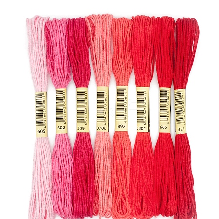 8 Skeins 8 Colors 6-Ply Polyester Embroidery Floss PW-WG88461-02-1