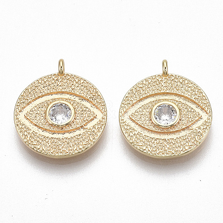 Brass Micro Pave Cubic Zirconia Pendants KK-S356-014G-NF-1