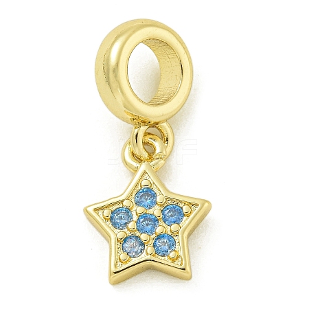 Rack Plating Brass Micro Pave Clear Cubic Zirconia European Dangle Pendants KK-Z067-27G-1