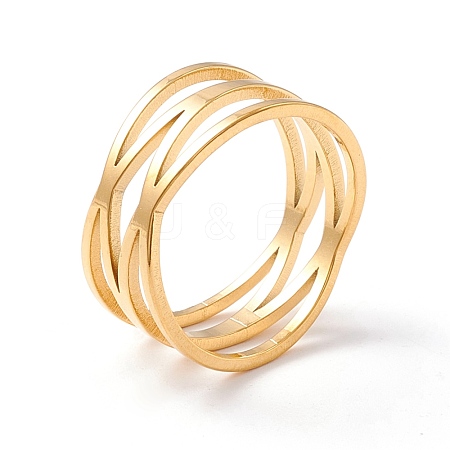 Criss Cross 304 Stainless Steel Finger Ring for Women  RJEW-B035-03G-1