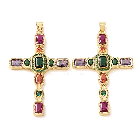 Brass Pave Colorful Cubic Zirconia Pendants CU-CBA2907-01A-G-1