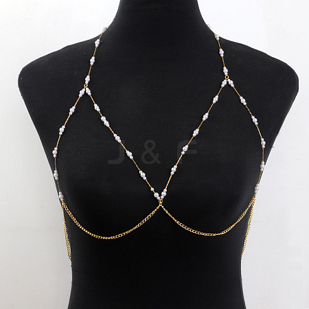 Alloy & Plastic Imitation Pearl Round Beaded Sexy Chest Body Chains FS-WGEE1AB-01-1