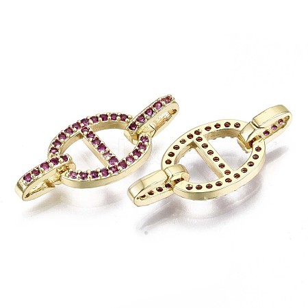 Real 16K Gold Plated Brass Micro Pave Cubic Zirconia Links Connectors KK-S061-89E-G-NR-1