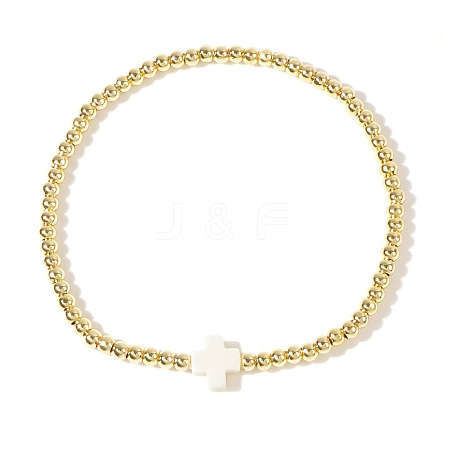 Brass Round Beads Stretch Bracelets VH4184-16-1