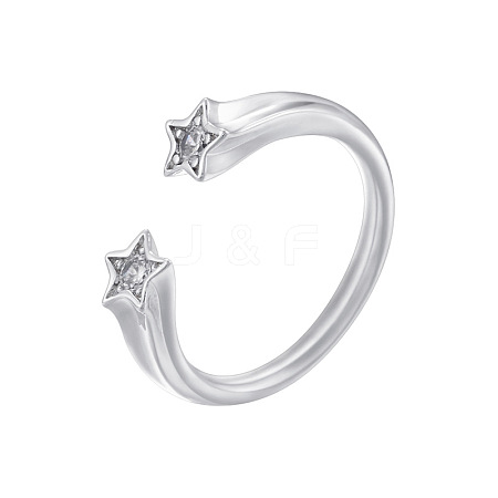 Brass Micro Pave Cubic Zirconia Cuff Open Rings for Women FS-WG15C9D-02-1