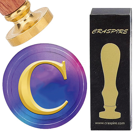 Brass Wax Seal Stamp with Wood Handle AJEW-WH0412-0298-1