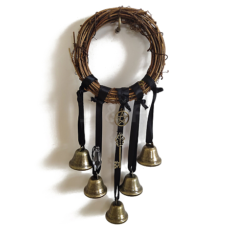 Rattan & Iron Witch Bells Wind Chimes Door Hanging Pendant Decoration WICR-PW0001-25C-1