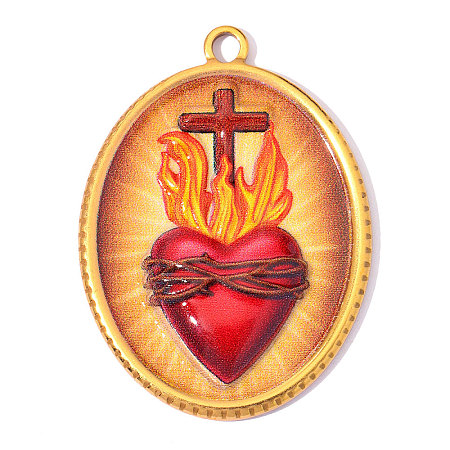Religion Printed 304 Stainless Steel Pendants SA-OY003-84G-1