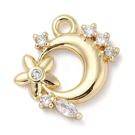 Brass with Cubic Zirconia Charms KK-Q817-06G-1