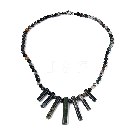 Natural Indian Agate Round Beaded Fan Bib Necklaces NJEW-N064-04D-1