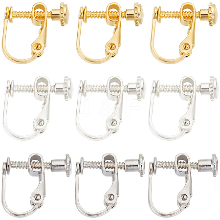 SUNNYCLUE 30Pcs 3 Colors Brass Screw On Clip-on Earring Findings KK-SC0004-74-1