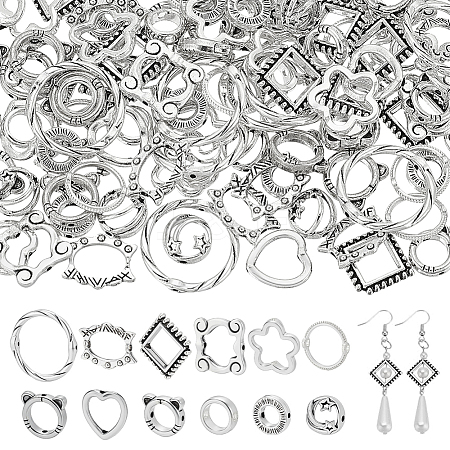 120Pcs 12 Styles Alloy Bead Frame FIND-WR0012-44-1