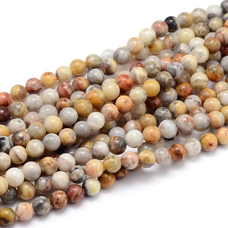 Natural Gemstone Round Bead Strands G-J303-10-6mm-1