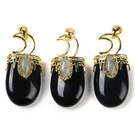 Natural Obsidian Pendants G-L524-17G-01-1