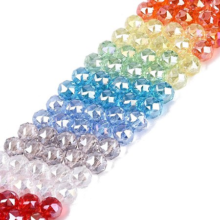 Electroplate Transparent Glass Beads Strands EGLA-Q135-8MM-C03-1