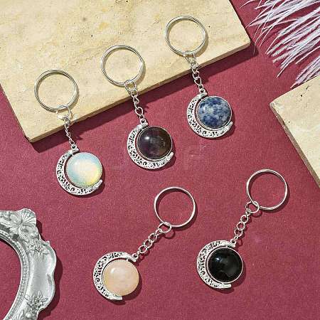 Alloy Pendant with Gemstone Cabochons Keychains KEYC-JKC01140-01-1