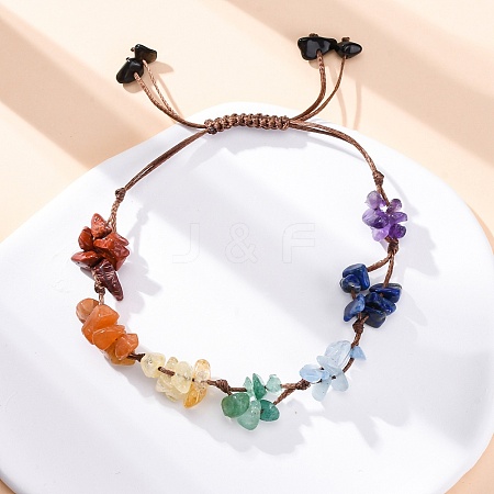 Adjustable Natural Chakra Gemstone Braided Bead Bracelets for Women BJEW-U035-02H-1