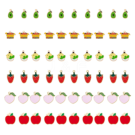 60Pcs 6 Style Alloy Enamel Pendants FIND-DC0002-37-1