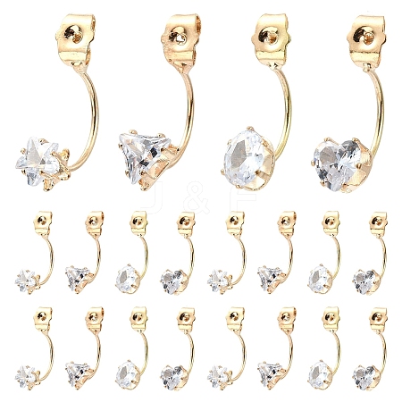 16Pcs 4 Styles Alloy Clear Cubic Zirconia Earring Nuts FIND-YW0012-06B-1