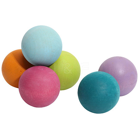 6 Colors Macaron Color Frosted Wooden Ball Toys AJEW-WH0472-83A-1