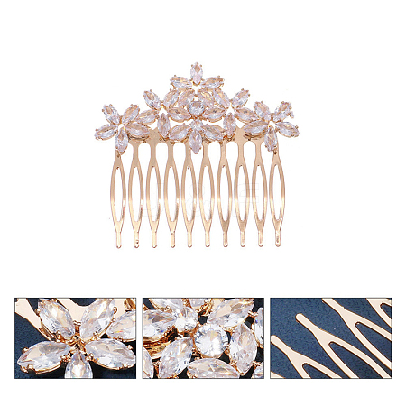 Cubic Zirconia Hair Combs PW-WG10096-01-1