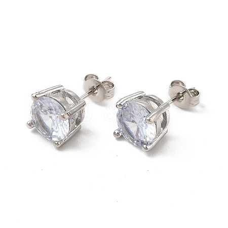Clear Cubic Zirconia Diamond Stud Earrings EJEW-P221-26P-1
