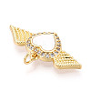 Brass Micro Pave Clear Cubic Zirconia Pendants KK-N268-68G-2