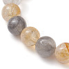 8mm Round Natural Citrine & Cloudy Quartz Beaded Stretch Bracelets BJEW-JB10570-4