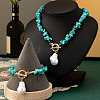 Alloy & Synthetic Turquoise Chips Beaded Necklaces & Beaded Bracelets Sets FS-WG6FE76-01-3