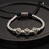 304 Stainless Steel Braided Beads Bracelets WG0F93D-33-1
