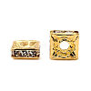 Brass Rhinestone Spacer Beads X-RB-A013-6x6-01G-2