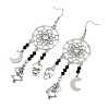 Halloween 304 Stainless Steel & Alloy & Glass Skull & Skeleton & Moon Dangle Earrings EJEW-TA00831-4