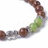 Dyed Wood Round Beads Stretch Bracelets BJEW-JB04839-3