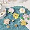  6Pcs 6 Style Flower Enamel Pin JEWB-TA0001-13-11