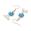 Natural Shell Pearl Beads & Glass Seed Dangle Earrings EJEW-MZ00310-01-4