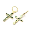 Cross Real 18K Gold Plated Brass Dangle Leverback Earrings EJEW-L268-036G-01-2