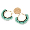 304 Stainless Steel & Bohemian Beaded Fan Hoop Earrings for Women EJEW-R001-01G-03-3