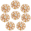 8Pcs Flower Brass & Glass Rhinestone Cufflinks FIND-CY0002-40-7