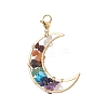 Natural Gemstone Pendants Decorations with Brass Crescent Moon HJEW-JM00869-2