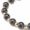 Natural Wood & Stone Round Beaded Stretch Bracelet BJEW-JB07817-7