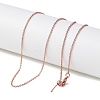 1mm Rack Plating Brass Cable Chain Adjustable Slider Necklaces for Women Men MAK-L044-55RG-2