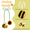 Bee with Hat Fabric Crochet Car Mirror Hanging Accessories FIND-WH0420-11-3