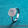 Rhodium Plated 925 Sterling Silver Micro Pave 6.5x3.9mm Moissanite Finger Rings for Women WGCD3AD-15-2