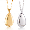 2Pcs 2 Colors 201 Stainless Steel Teardrop Memorial Urn Ashes Pendant Necklaces NJEW-CN0001-21-7